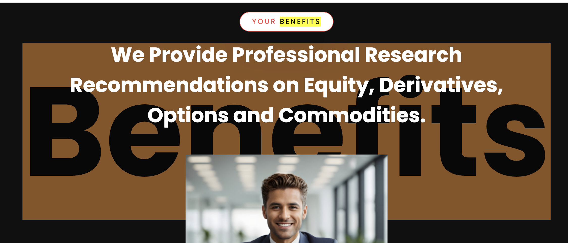 S R Research Analytics website Benefits section