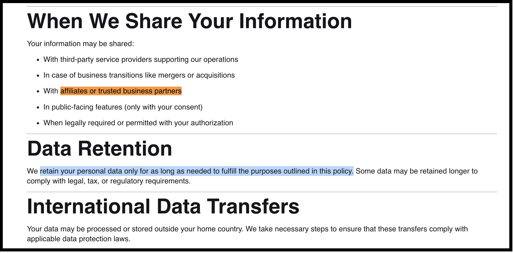 Rohit Gholap's Privacy policy for data sharing with partners