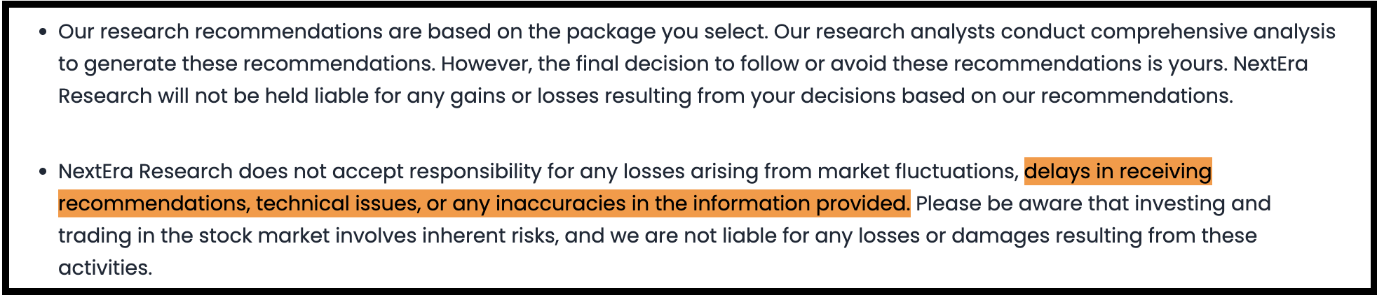 NexEra Research compliance and disclaimer terms