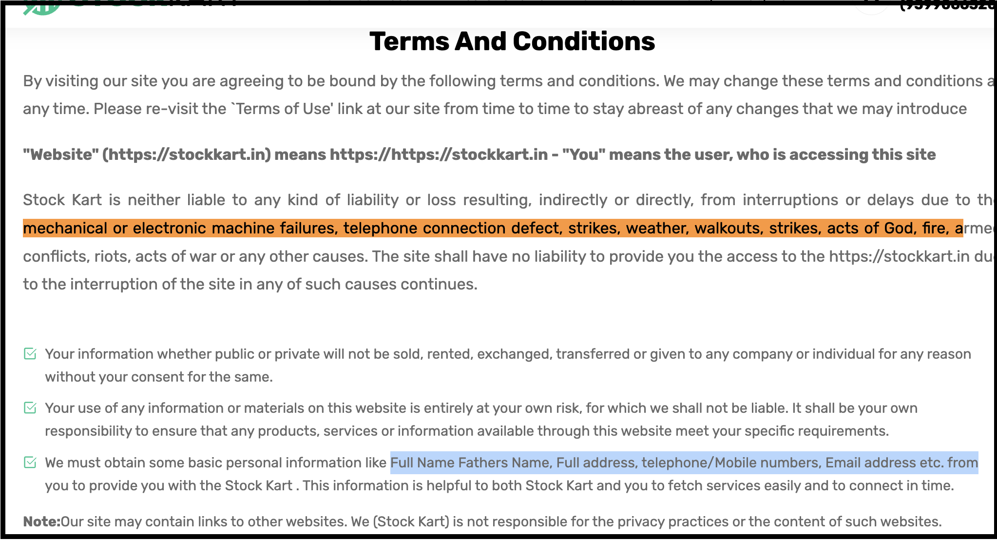 Stock Kart’s Terms and Conditions