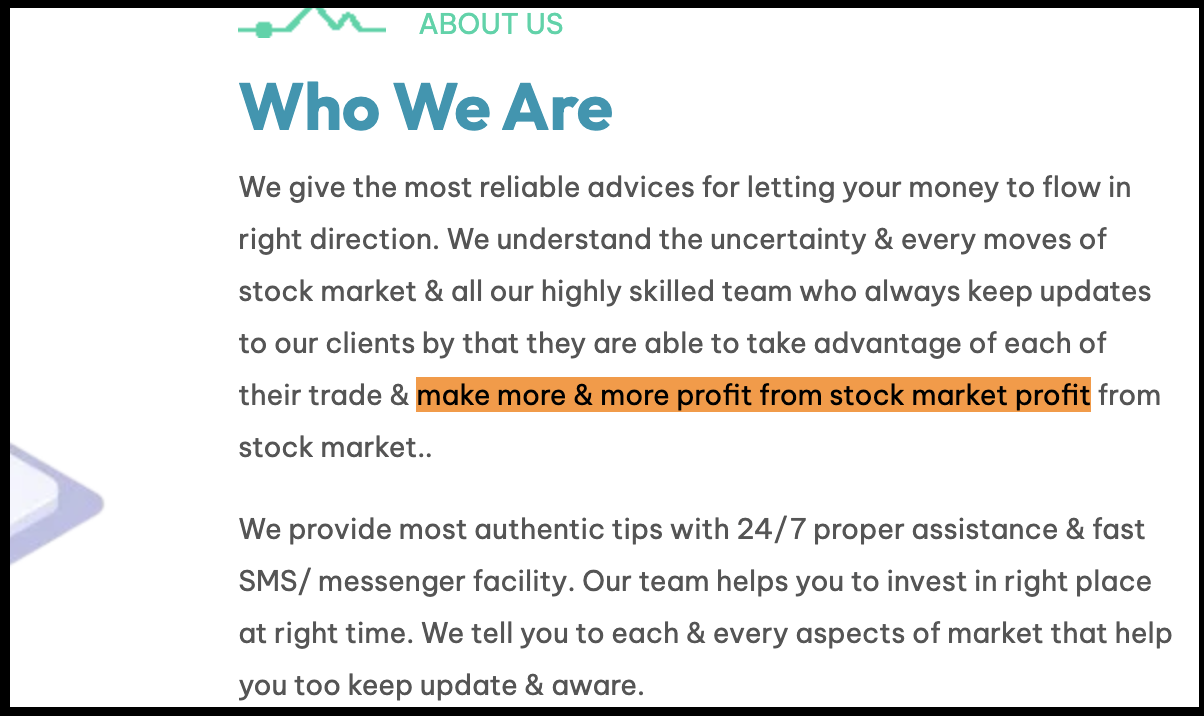 Equimate website marketing claims regarding making profits in the stock market