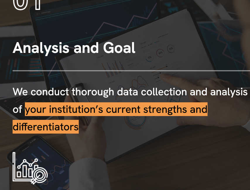 Website section displaying text about conducting data collection & analysis