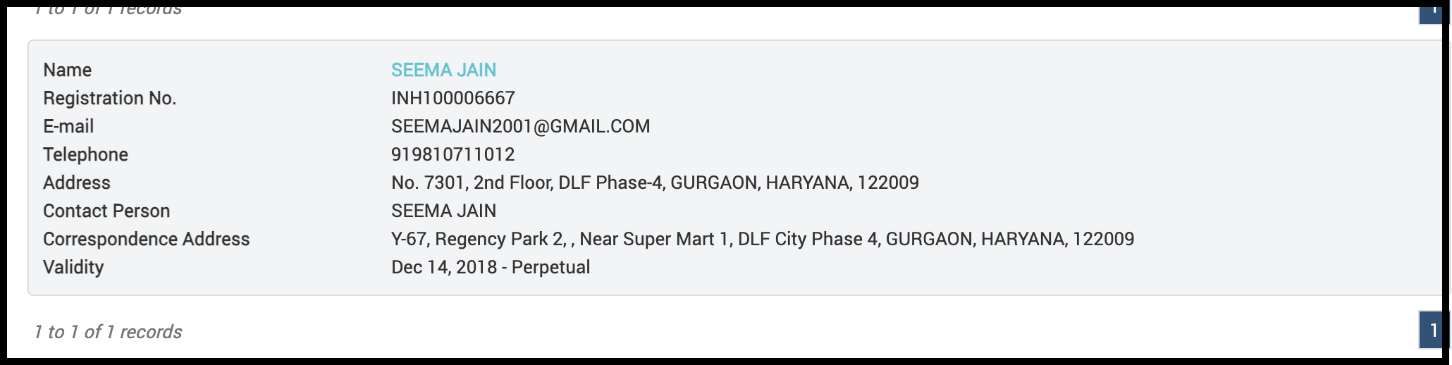 Seema Jain SEBI Research Analyst Registration Details