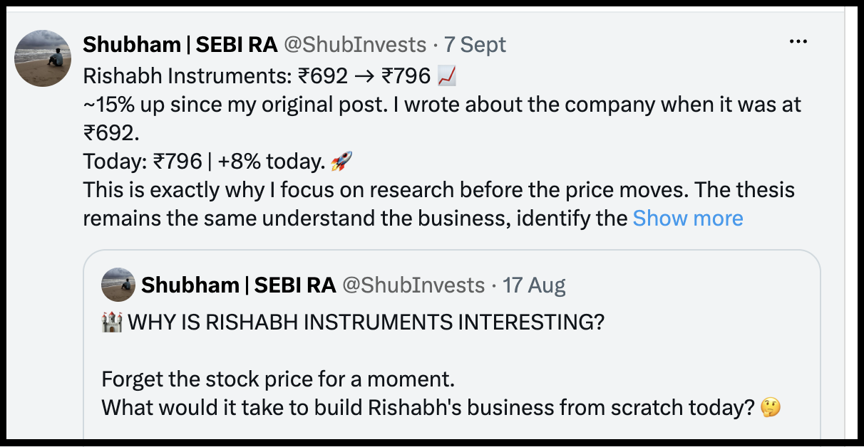 Shubham Ganesh Shirkar public stock pick post on StockGro social platform