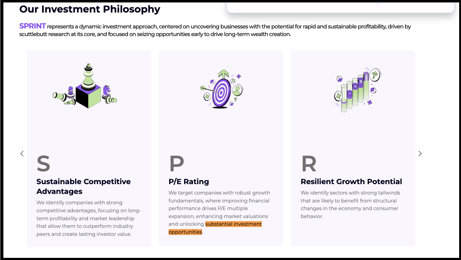 Value Educator's SPRINT investment philosophy section on its website
