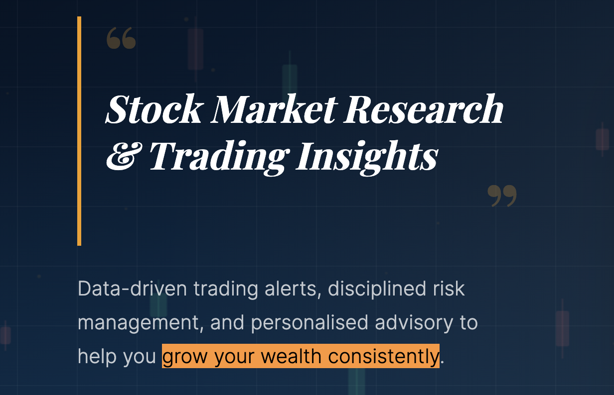 Trading Brain 4U website section featuring promotional claims and stock market research messaging.