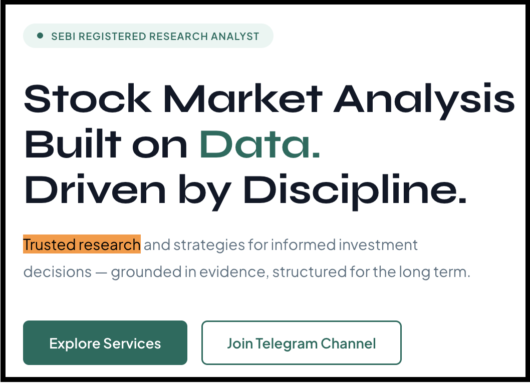 Vishal Trehan website hero section displaying tagline and highlighted promotional text for trusted research.