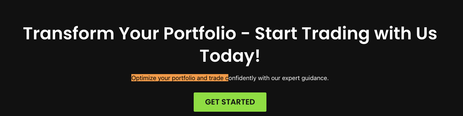 Rising Trade Investments Research website banner featuring the text "Transform Your Portfolio - Start Trading with Us Today!" and a green "Get Started" button.