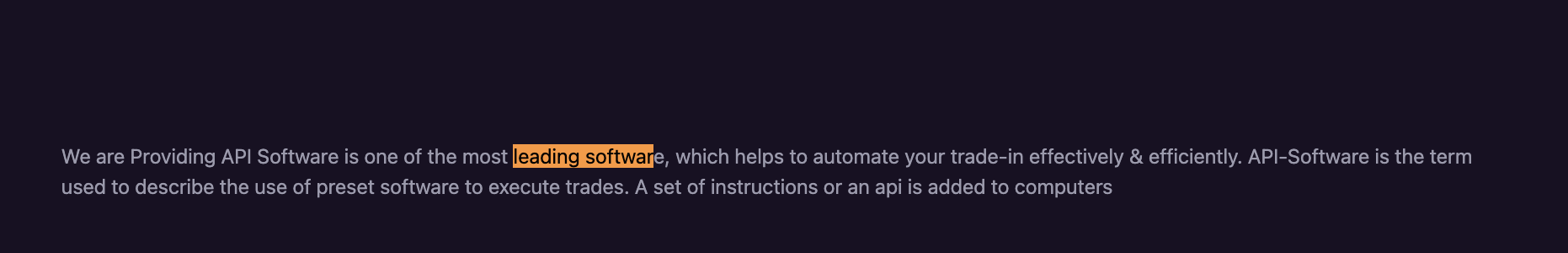 Screenshot of Dhansetu Research web page describing its API platform as leading software that automates trade execution effectively and efficiently.