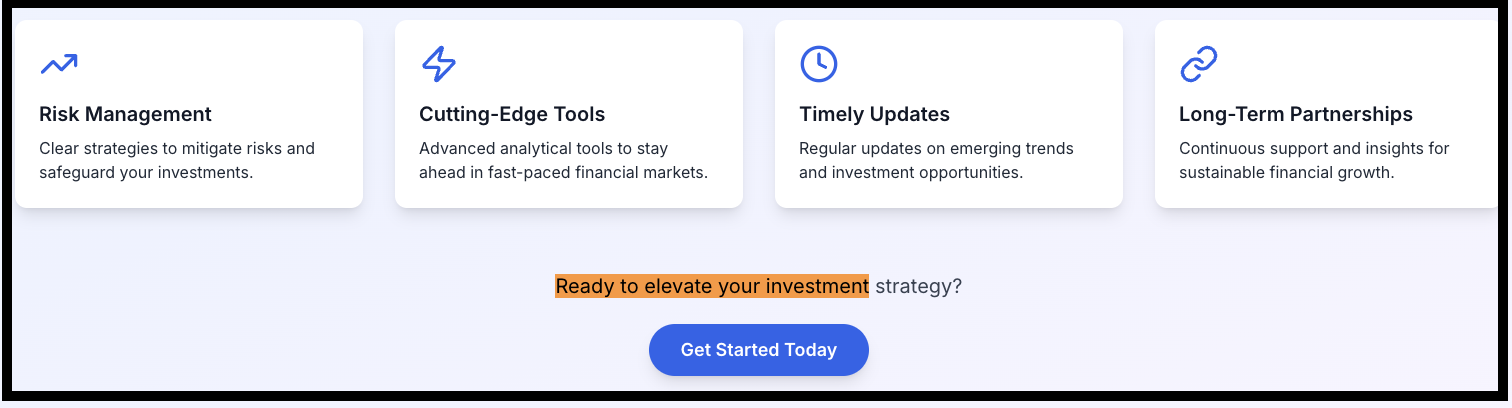 Vyom Research website promotional banner highlighting the claim to elevate investment strategy.