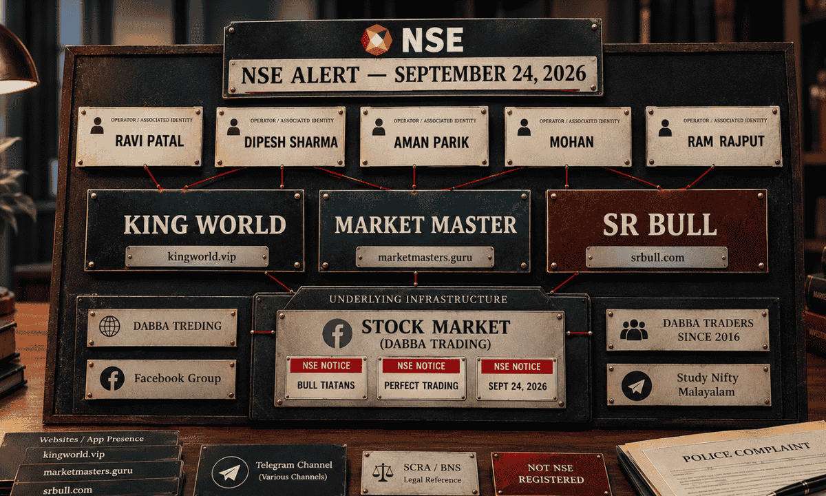 NSE caution notice warning investors about King World, Market Master, and SR Bull dabba trading platforms