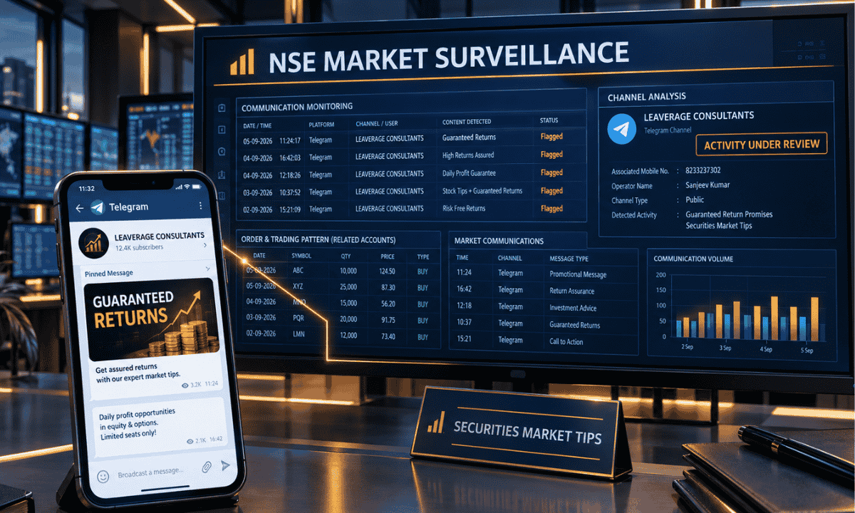 NSE notice warning against Sanjeev Kumar and unregistered Telegram channel LEAVERAGE CONSULTANTS