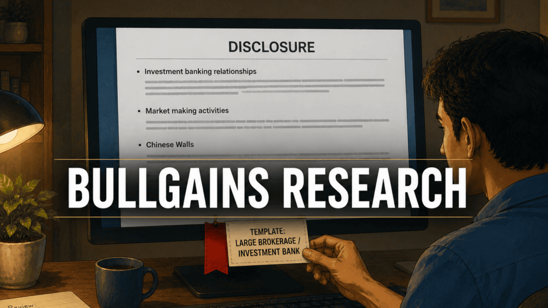 Bullgains Research disclosure page highlighting investment banking and market making claims