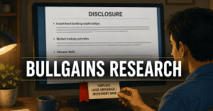 Bullgains Research disclosure page highlighting investment banking and market making claims