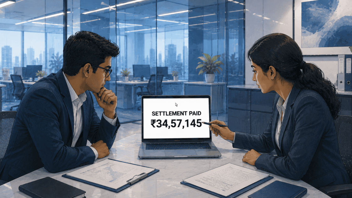 settlement order detailing the ₹34,57,145 settlement amount proposed by Angel One.