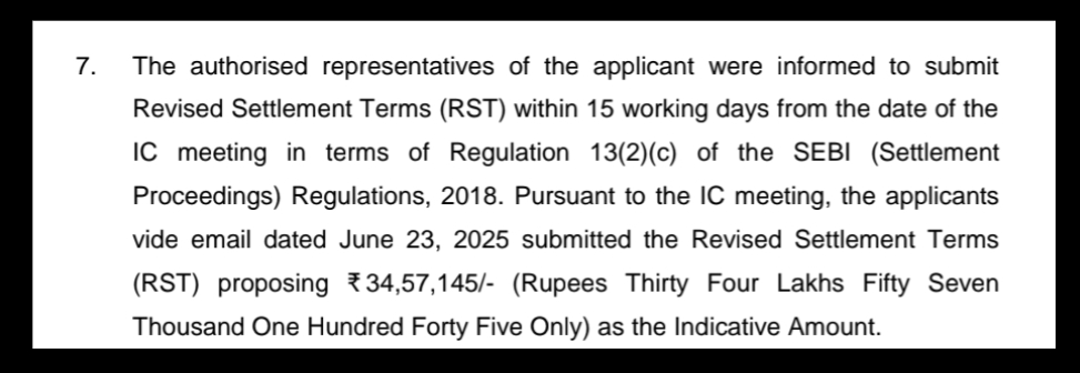 SEBI settlement order snippet showing Paragraph 7 detailing Angel One's revised settlement proposal