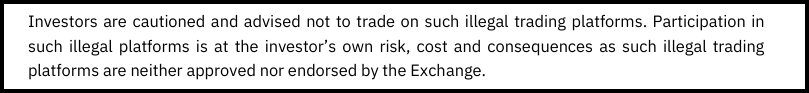 Excerpt of NSE press release advising investors not to trade on illegal platforms not endorsed by the Exchange