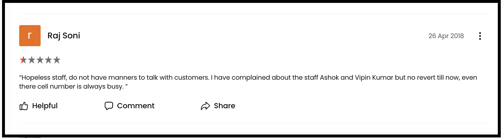 JustDial review for ResearchInn Investment Advisor alleging unresponsive staff and ignored complaints.