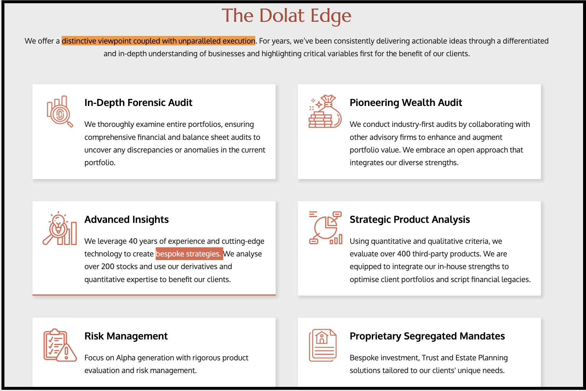 Dolat Finserv Private Limited services including forensic audits and wealth audits
