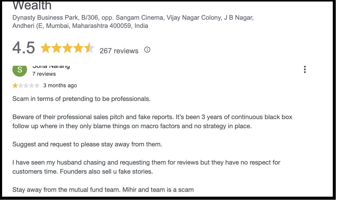 Google Play Store review screenshot for Fintoo displaying a 4.5-star rating, 267 reviews, and user feedback regarding sales pitches, account management, and unresponsiveness.