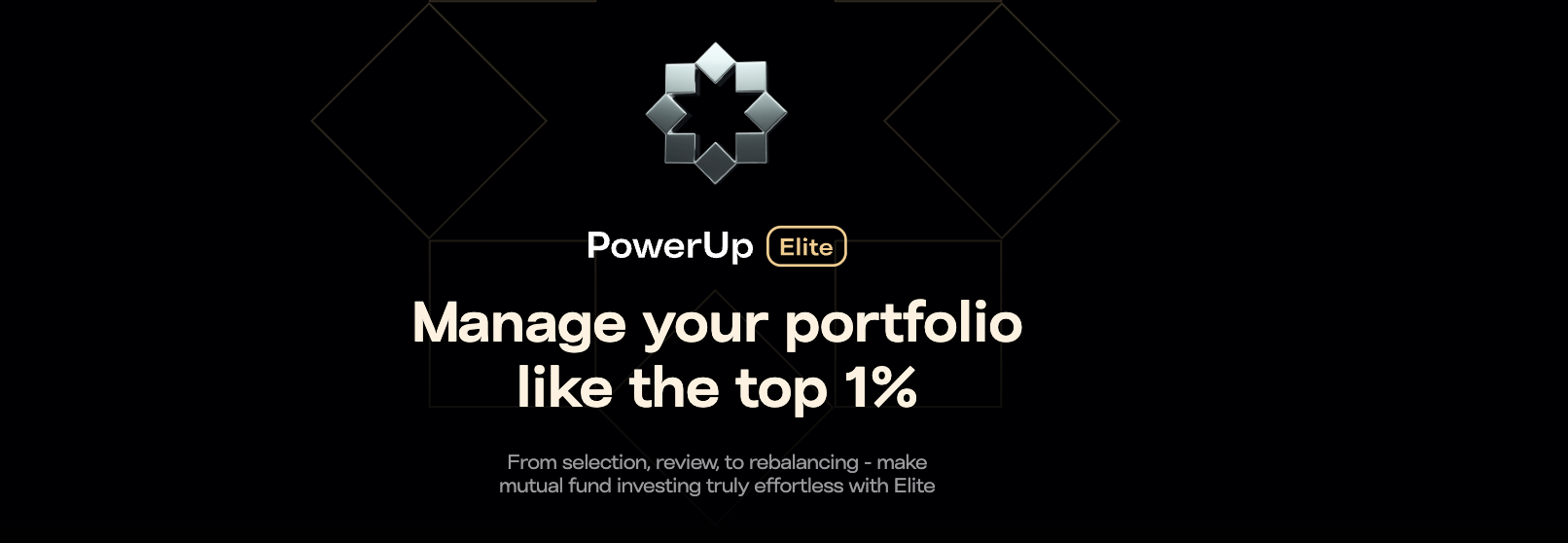 PowerUp Money promotional banner highlighting portfolio management claims for elite investors