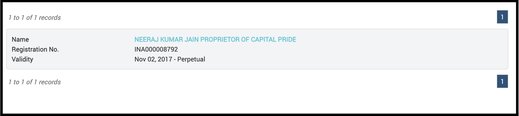 Capital Pride official SEBI registration details