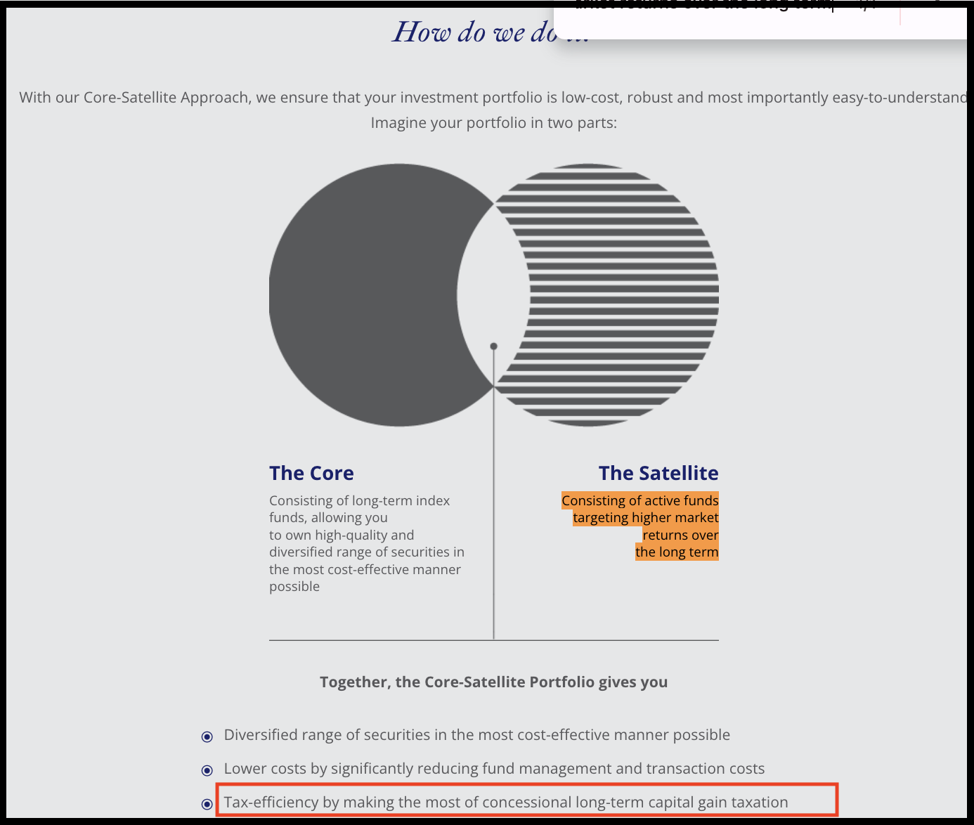Samasthiti Advisors core and satellite portfolio approach illustrating long-term return goals and diversification
