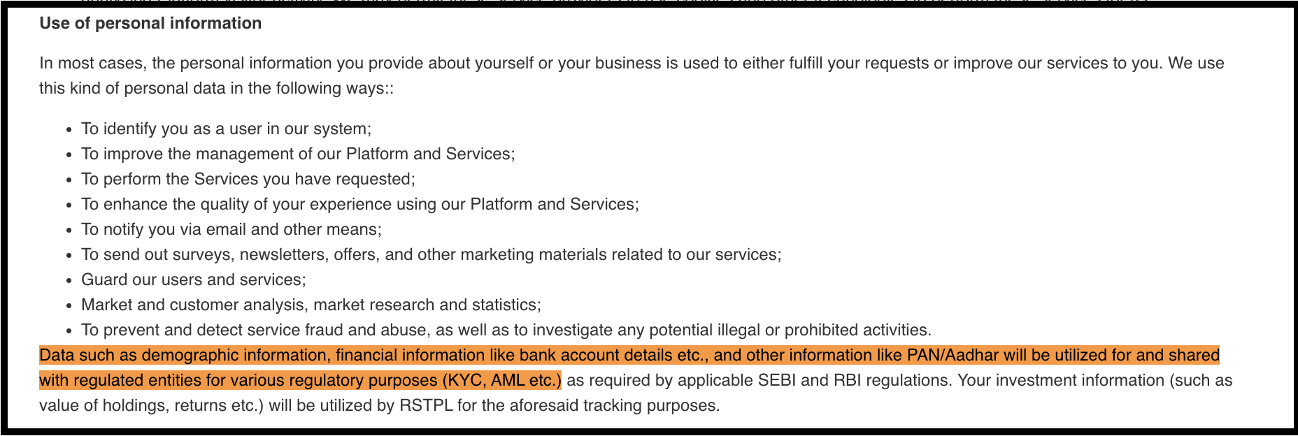 Renaissance Smart Tech privacy policy screenshot showing limitation of liability for data breaches