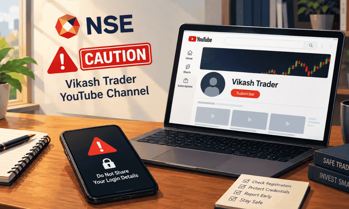 NSE caution notice warning investors against Vikash Trader YouTube channel for illegal account handling