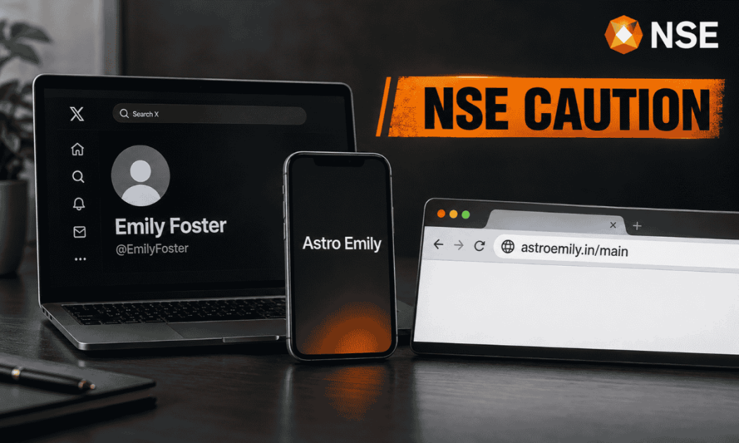 NSE Caution alert showing Astro Emily app and Emily Foster X handle
