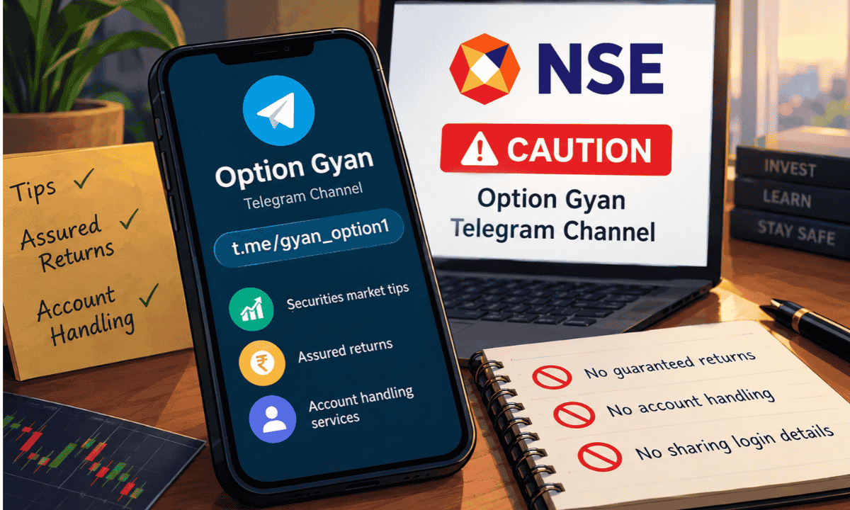 NSE caution notice for Option Gyan Telegram channel highlighting fake trading tips and account handling risks