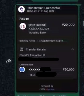: Dark-themed screenshot of a PhonePe "Transaction Successful" screen dated 31 Aug 2026.