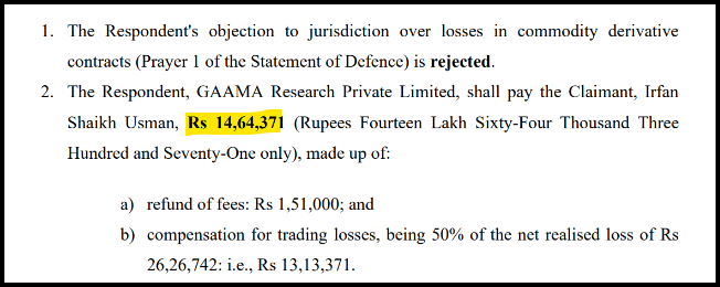 Order rejecting the jurisdiction objection and directing payment of Rs 14,64,371 to the Claimant.